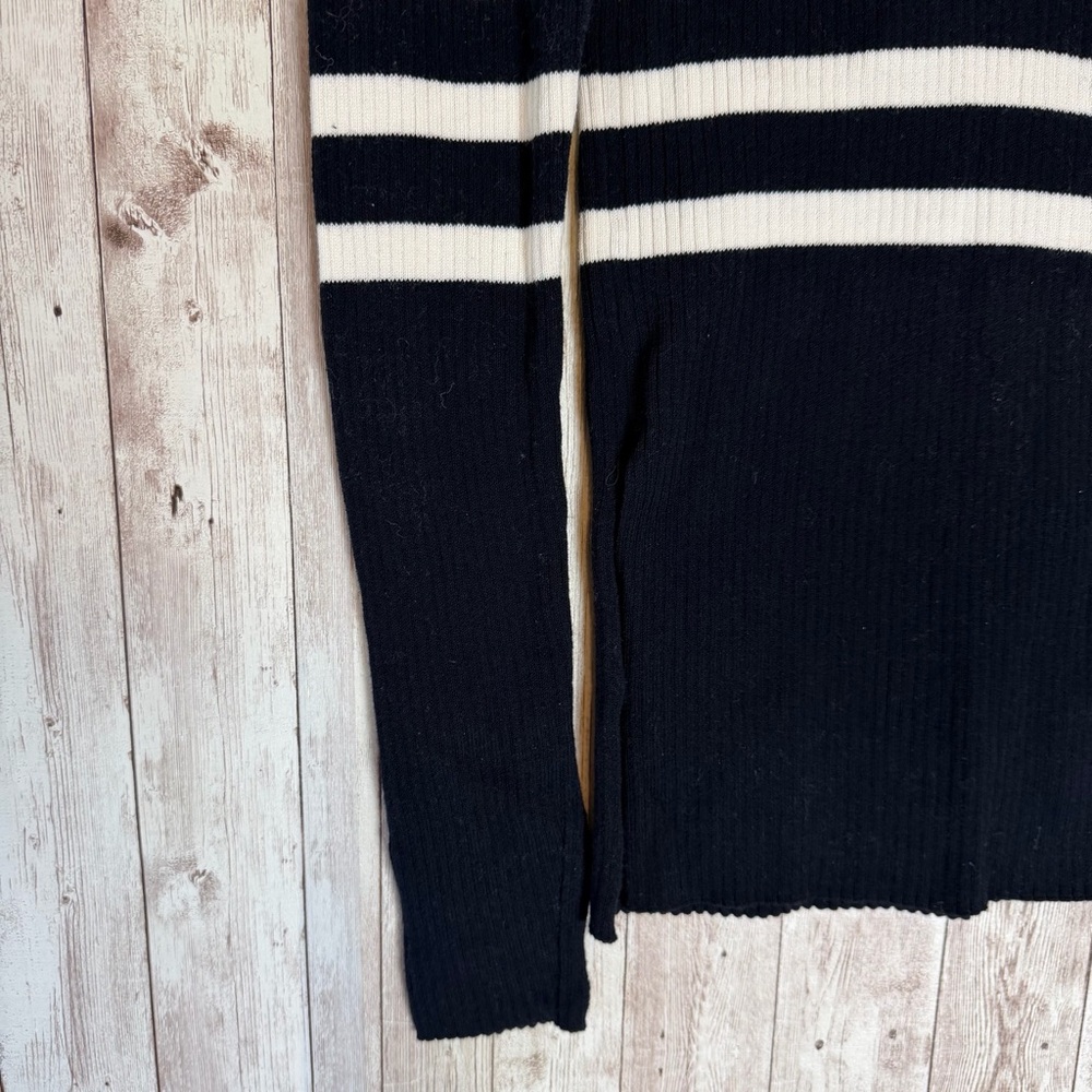 Everlane The Breton Ribbed Black & White Striped Sweater Small - Picture 4 of 8